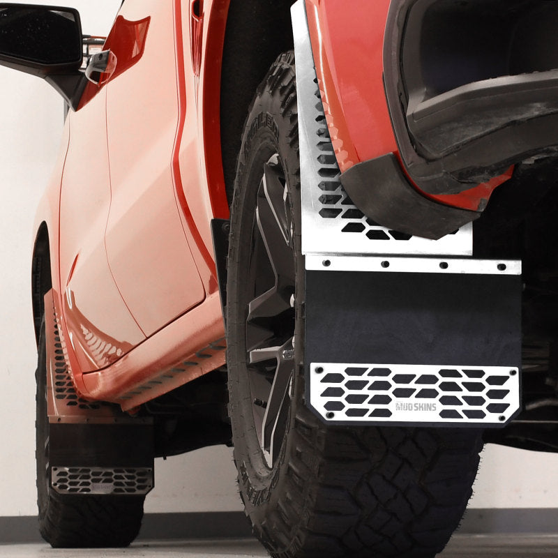 Putco 15-19 Chevy Silv/Sierra HD Dually (Front) - Set of 2 Mud Skins - Polished SS w/ Hex Shield 78070 78070 Photo - Primary