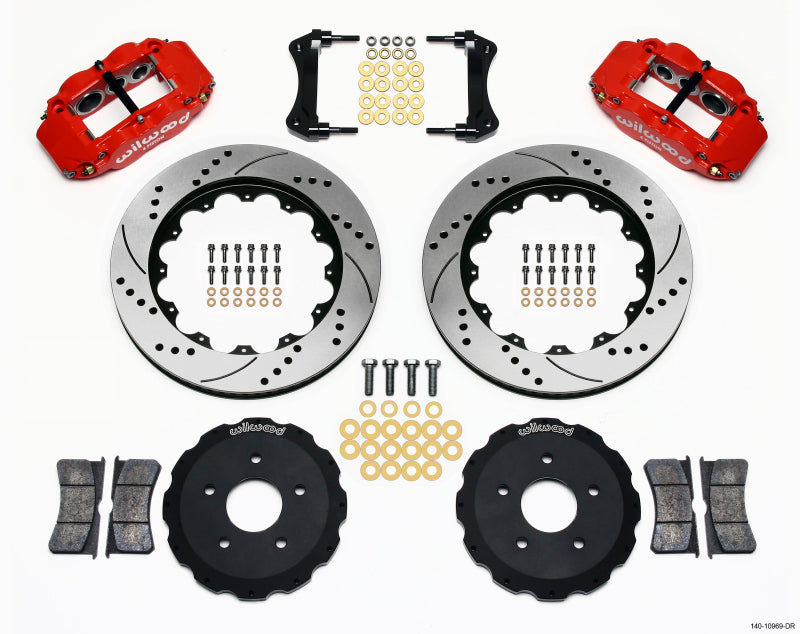 Wilwood Narrow Superlite 6R Front Hat Kit 14.00in Drill Red Backdraft Cobra (BMW E36 Based) 140-10969-DR 140-10969-DR Photo - Primary