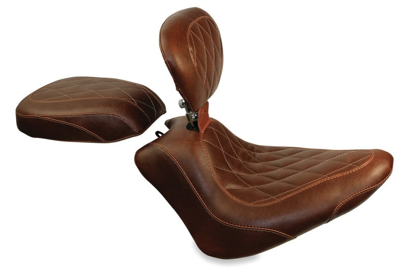 Mustang Motorcycle Mustang 11-13 Harley Blackline, 12-17 Slim/Slim S Tripper Pass Seat Diam Stitch - Distressed Brown 76767 76767 Photo - Primary