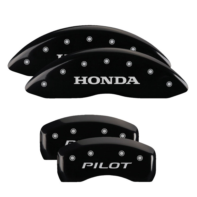 MGP 4 Caliper Covers Engraved Front Honda Engraved Rear Pilot/2016 Black finish silver ch 20213SPILBK 20213SPILBK Photo - Primary