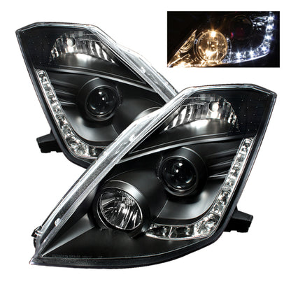 Spyder Nissan 350Z 03-05 Projector Headlights Halogen Model Only - DRL Black PRO-YD-N350Z02-DRL-BK 5064738 5064738 Photo - Primary