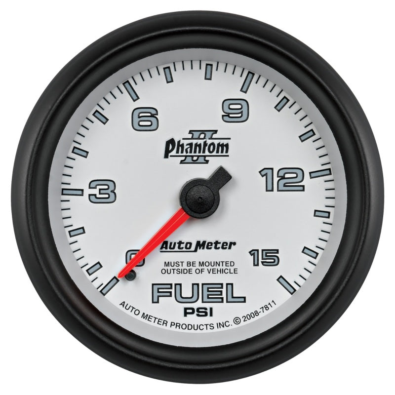 Autometer Gauge, Fuel Pressure, 2 5/8", 15psi, Mechanical, Phantom II 7811 Photo - Primary