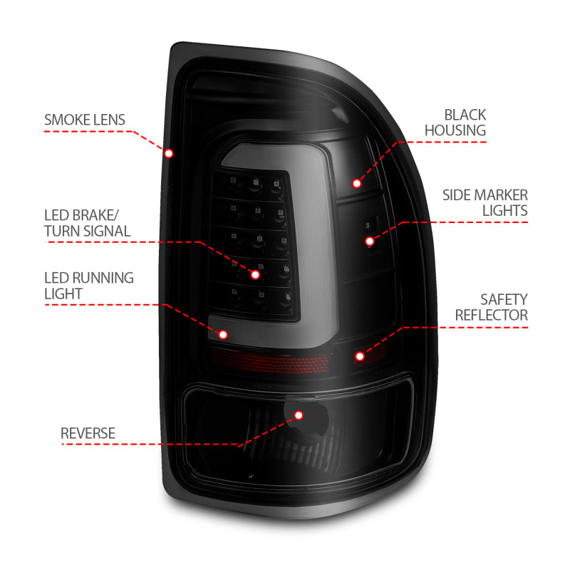 ANZO 1997-2004 Dodge Dakota LED Taillights Black Housing Smoke Lens Pair 311348 311348 Photo - Unmounted