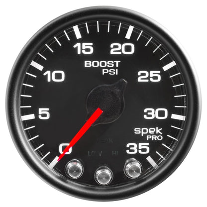 Autometer Spek-Pro Gauge Boost 2 1/16in 35psi Stepper Motor W/Peak & Warn Black/Black P30332 P30332 User 1