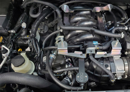 J&L 16-22 Nissan Titan 5.6L Passenger Side Oil Separator 3.0 - Black Anodized 3108P-B 3108P-B Photo - Mounted