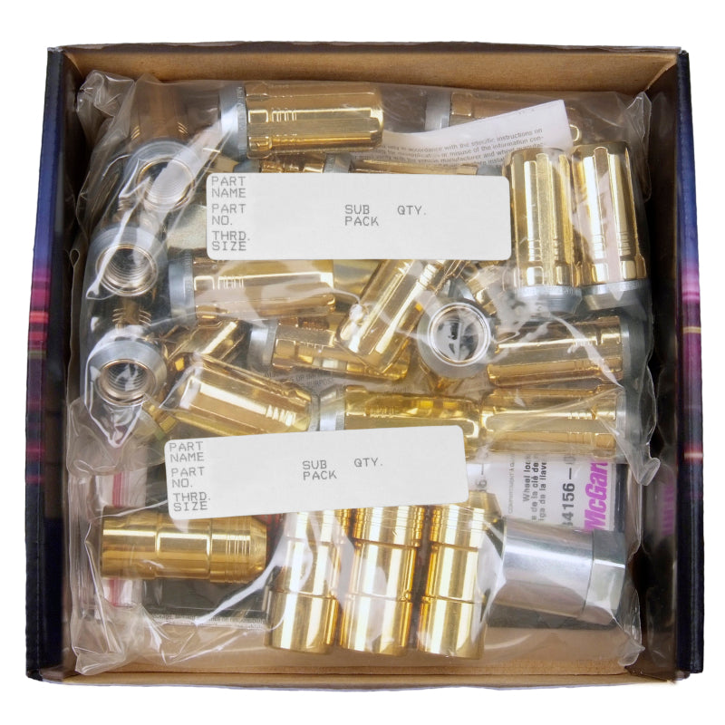 McGard SplineDrive Tuner 6 Lug Install Kit w/Locks & Tool (Cone) M14X1.5 / 1in. Hex - Gold 65610GD 65610GD Photo - in package