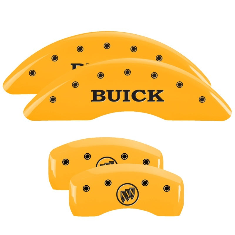 MGP 4 Caliper Covers Engraved Front Buick Engraved Rear Buick Shield Yellow finish black ch 49001SBSHYL 49001SBSHYL Photo - Primary