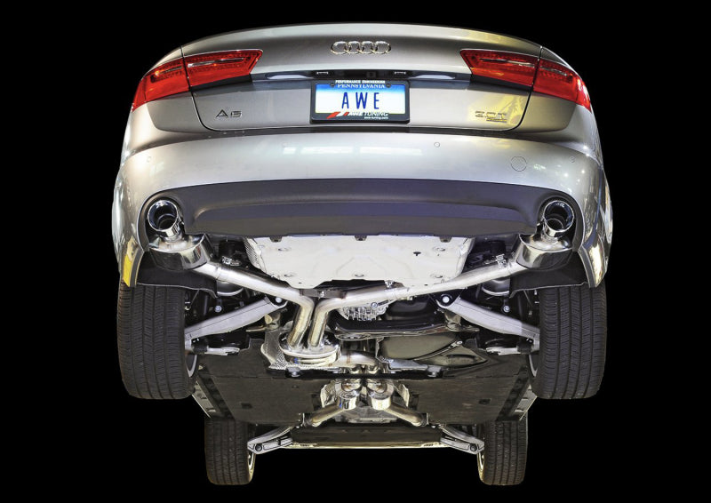AWE Tuning Audi C7 A6 3.0T Touring Edition Exhaust - Dual Outlet Chrome Silver Tips 3015-32048 3015-32048 Photo - Mounted