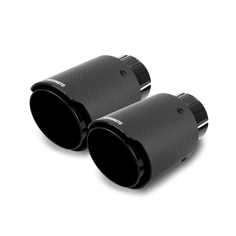 Mishimoto 2x Carbon Fiber Muffler Tip 2.5in Inlet 3.5in Outlet Black MMEXH-TIP-CFD25BK MMEXH-TIP-CFD25BK Photo - Primary