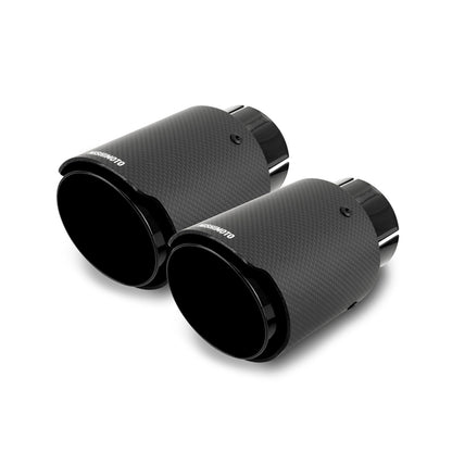 Mishimoto 2x Carbon Fiber Muffler Tip 2.5in Inlet 3.5in Outlet Black MMEXH-TIP-CFD25BK MMEXH-TIP-CFD25BK Photo - Primary