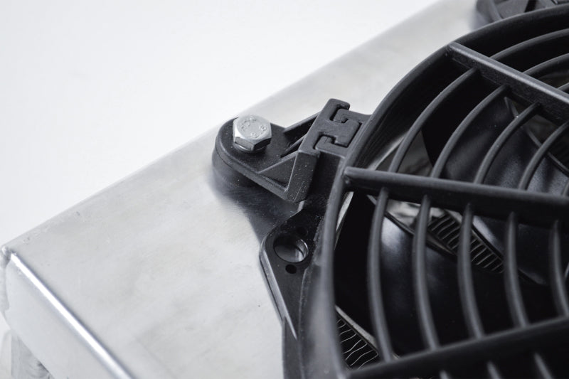 CSF Dual Fluid Bar & Plate HD Oil Cooler w/9in SPAL Fan (1/3 & 2/3 Partition) - 13.8in L x 10in H 8026 8026 Photo - Close Up