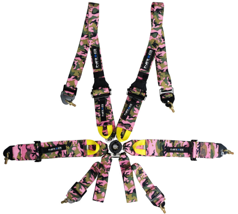 NRG FIA 6pt 2in. Shoulder Belt for HANS Device/ Rotary Cam Lock Buckle/ 3in. Waist Belt - Pink Camo SBH-HRS6PCPKCAMO SBH-HRS6PCPKCAMO Photo - Primary