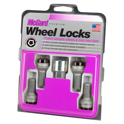 McGard Wheel Lock Bolt Set - 4pk. (Radius Seat) M14X1.5 / 17mm Hex / 27.0mm Shank Length - Black 28374 28374 Photo - Primary