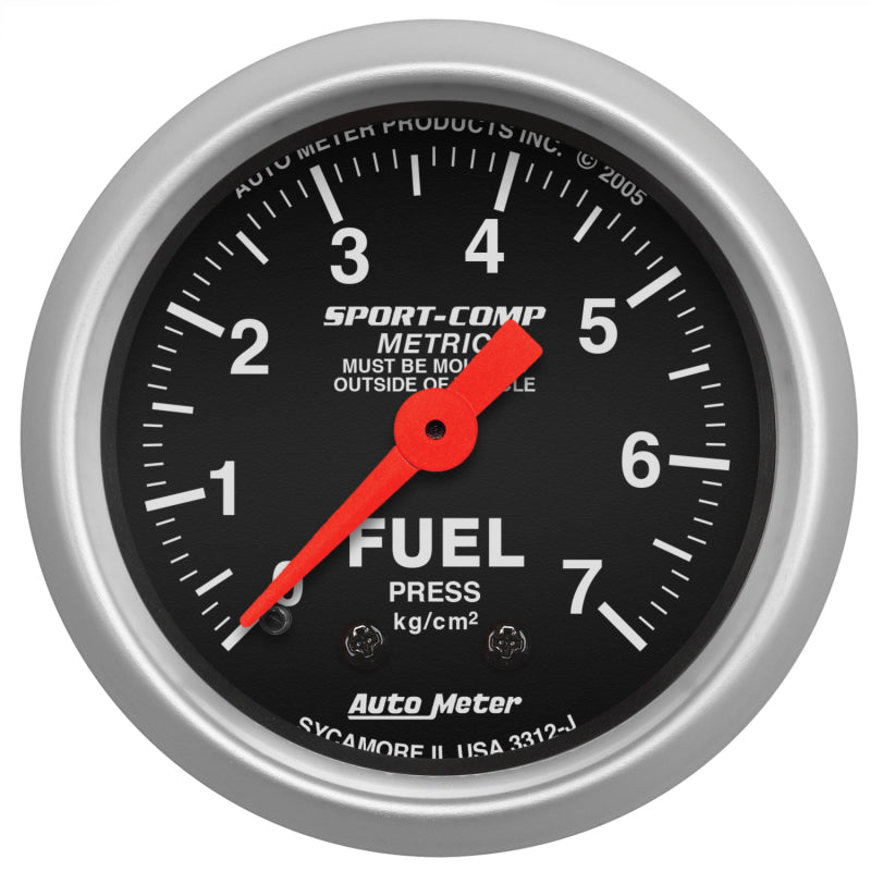 Autometer Sport-Comp 52mm METRIC Fuel Pressure Mechanical Gauge 3312-J 3312-J Photo - Primary