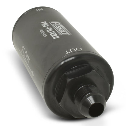 Russell Performance ProFilter 2 Fuel Filter 6 1/4in Long 10 Micron 10AN Male In/Out - Black 751001 751001 360 Degree Image Set