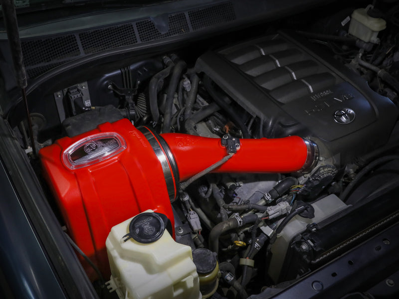 aFe 07-21 Toyota Tundra V8 5.7L Momentum GT Red Edition Cold Air Intake System w/ Pro DRY S Filter 51-76003-R 51-76003-R Photo - Mounted