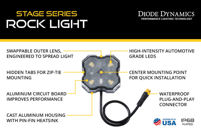 Diode Dynamics Stage Series SXS Rock Light Installer Kit - RGBW M8 w/Controller (4-pack) DD7751C DD7751C User 6
