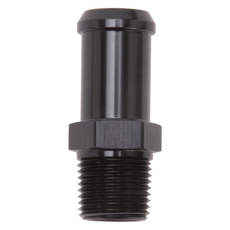 Edelbrock Hose End, Straight, 3/8" NPT TO 5/8" Barb, Black Anodize 8187 Photo - out of package