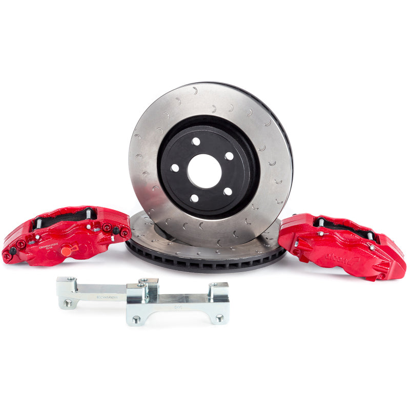 Alcon 07+ Jeep JK w/ 5x5.5in Hub 357x32mm Rotor 4-Piston Red Calipers Front Brake Upgrade Kit BKF5459AX13 BKF5459AX13 Photo - Primary