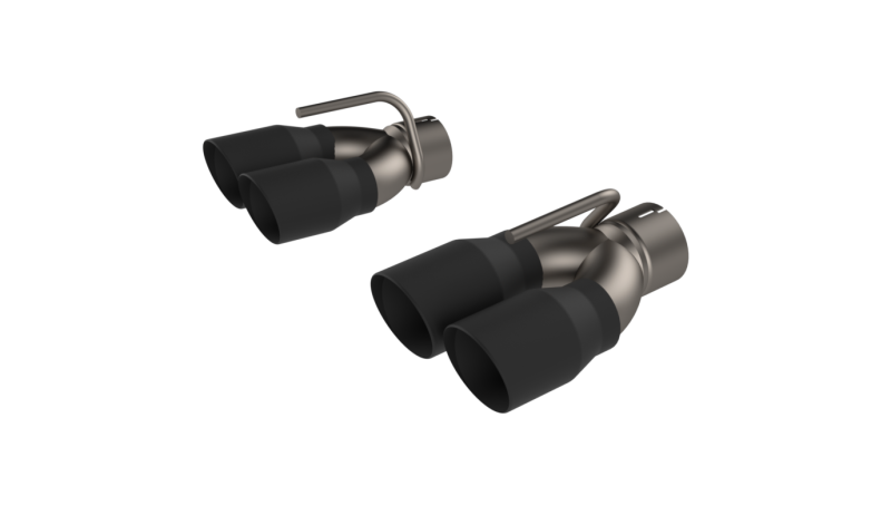 QTP 15-18 Dodge Challenger 6.2L/6.4L 304SS Screamer Exhaust 3in Quad Tip Adapter w/Black Tips 430115TB 430115TB Photo - Primary
