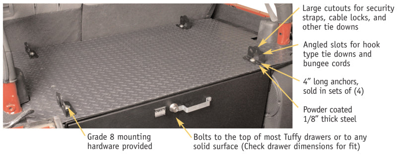 Tuffy Products Tuffy Modular Gear Anchors (4 Anchors) 4In Long Each 159-01 159-01 Photo - Close Up