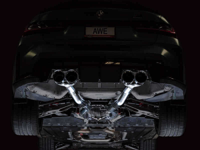 AWE Tuning AWE Track Edition Catback Exhaust for BMW G8X M3/M4 - Chrome Silver Tips 3020-43482 3020-43482 Photo - Mounted