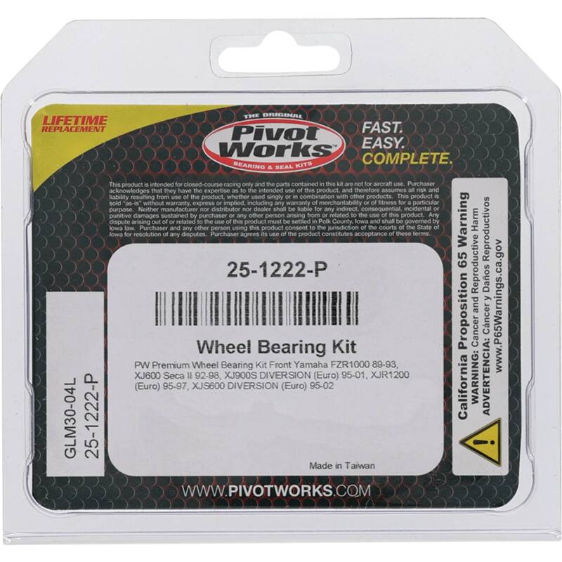 Pivot Works Yamaha Wheel Bearing Kit Premium Bearings 25-1222-P 25-1222-P Photo - Primary