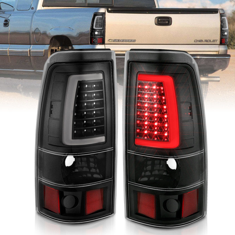 ANZO 1999-2002 Chevy Silverado 1500 LED Taillights Plank Style Black w/Clear Lens 311330 311330 Photo - Primary