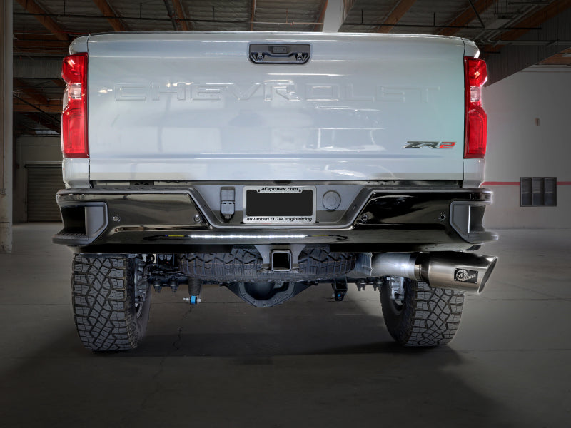 aFe Large Bore-HD 5in 409SS DPF-Back Exhaust System w/Pol Tip 24-25 GM Diesel Trucks V8-6.6L(td) L5P 49-44147-P 49-44147-P Photo - Mounted