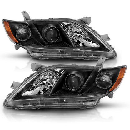 ANZO 2007-2011 Toyota Camry Projector Headlight Black Amber 121539 121539 Photo - Primary