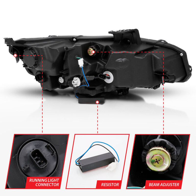 ANZO 16-17 Honda Civic Projector Headlights Plank Style Black w/Amber/Sequential Turn Signal 121527 121527 Photo - Unmounted