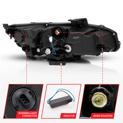 ANZO 16-17 Honda Civic Projector Headlights Plank Style Black w/Amber/Sequential Turn Signal 121527 121527 Photo - Unmounted
