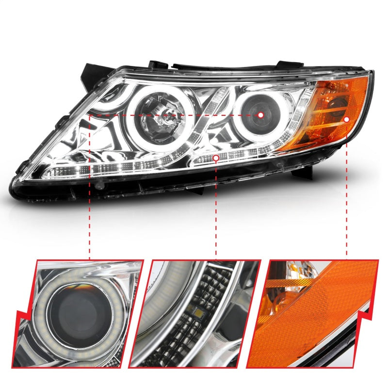 Anzo 2011-2013 Kia Optima Projector Headlights w/ Halo Chrome (CCFL) 121459 Photo - Unmounted