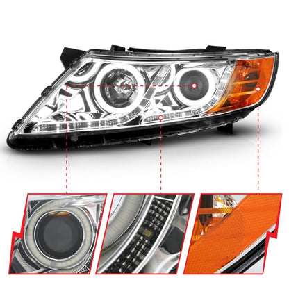 Anzo 2011-2013 Kia Optima Projector Headlights w/ Halo Chrome (CCFL) 121459 Photo - Unmounted