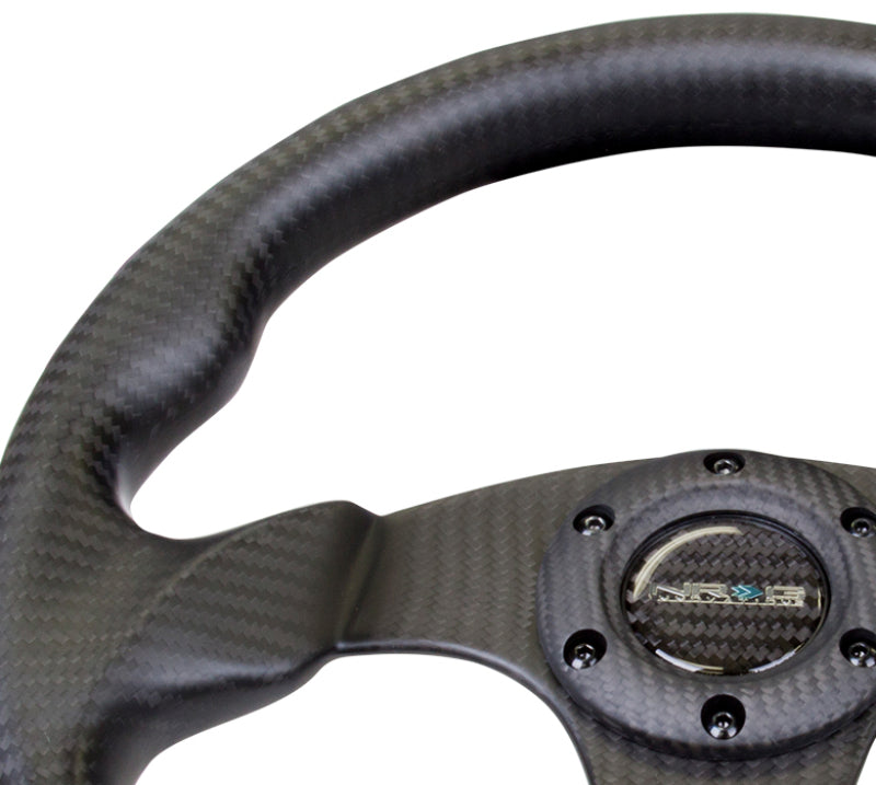 NRG Carbon Fiber Steering Wheel (320mm) Flat Bottom Matte Black Carbon ST-009CF/MB ST-009CF/MB Photo - Primary