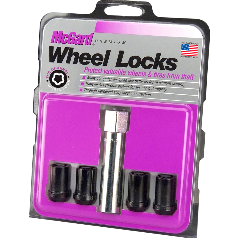 McGard Wheel Lock Nut Set - 4pk. (Tuner / Cone Seat) M12X1.25 / 13/16 Hex / 1.24in. Length - Black 25354 25354 Photo - in package