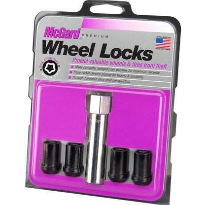 McGard Wheel Lock Nut Set - 4pk. (Tuner / Cone Seat) M12X1.25 / 13/16 Hex / 1.24in. Length - Black 25354 25354 Photo - in package