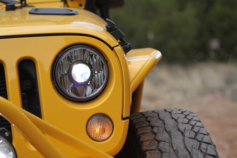 KC HiLiTES 7" Gravity® LED Pro - Single Headlight - SAE/ECE - 40W Driving Beam - Universal / 07-18 Jeep JK 4234 4234 Photo - lifestyle view