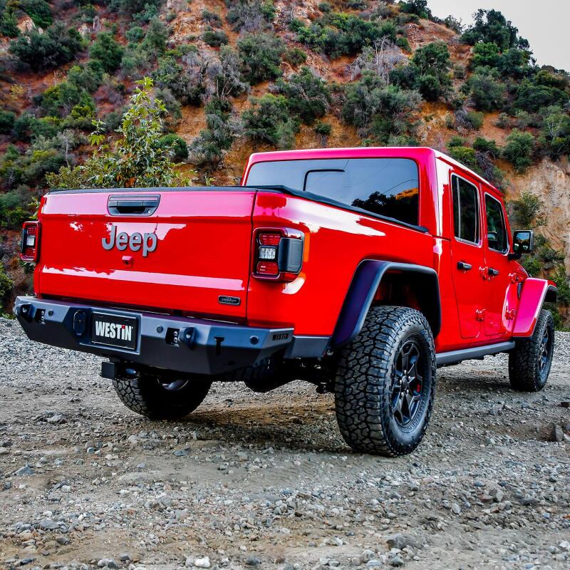 Westin 2020 Jeep Gladiator w/Sensors WJ2 Rear Bumper w/Sensor - Textured Black 59-82075 59-82075 Photo - Mounted