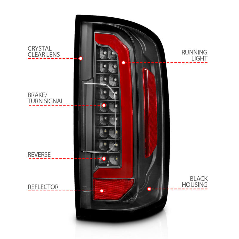 ANZO 15-21 Chevrolet Colorado Full LED Tail Lights w/ Red Lightbar Black Housing Clear Lens 311432 311432 User 3
