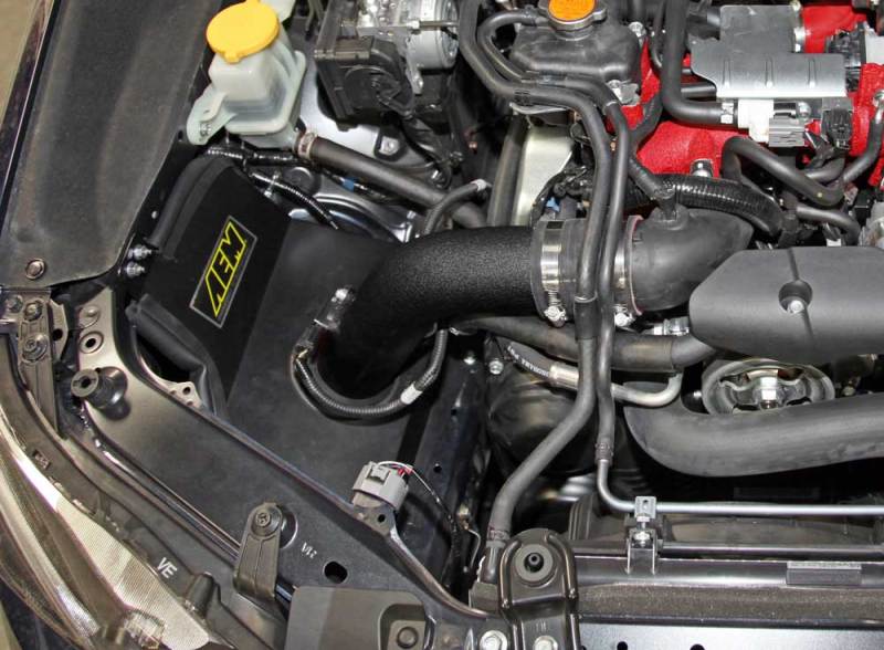 AEM Induction AEM 15-17 Subaru WRX STi 2.5L H4 - Cold Air Intake System - Wrinkle Black 21-735WB 21-735WB Photo - Mounted