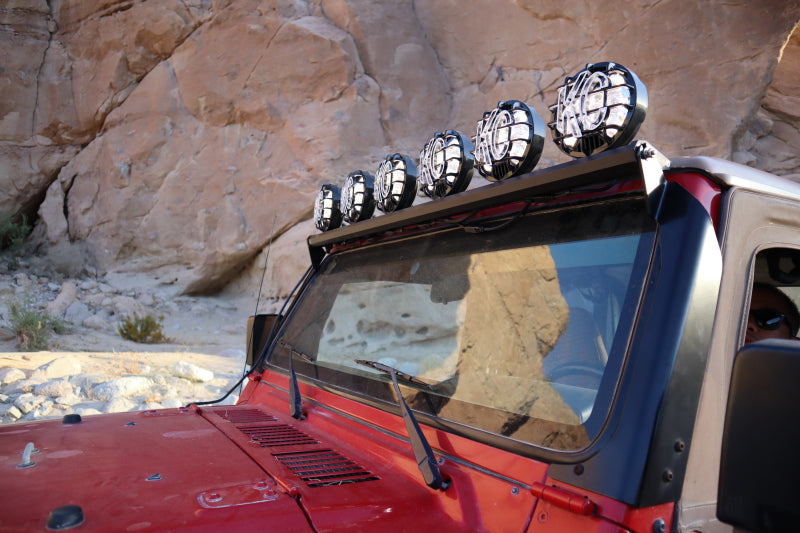 KC HiLiTES 97-06 Jeep TJ 50in. Overhead Xross Bar Kit w/(6) SlimLite LED Lights - Black 97060 97060 Photo - lifestyle view