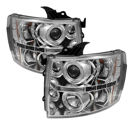Spyder Chevy Silverado 1500 07-13 Projector Headlights LED Halo LED Chrm PRO-YD-CS07-HL-C 5009500 5009500 Photo - Primary