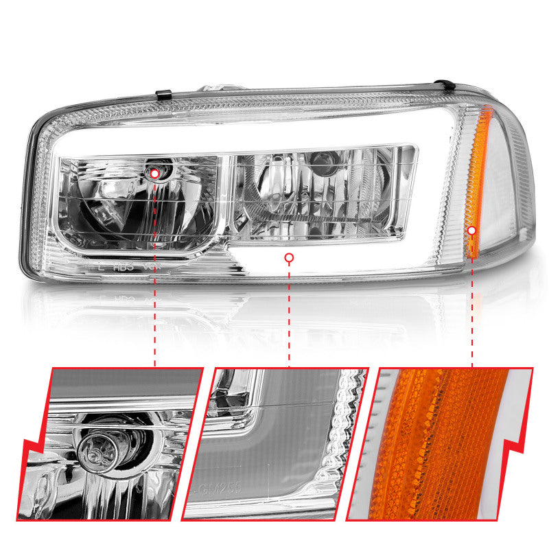 Anzo 99-17 GMC Sierra/Denali Headlights Chrome Amber (w/C Light Bars) 111523 111523 Photo - Unmounted