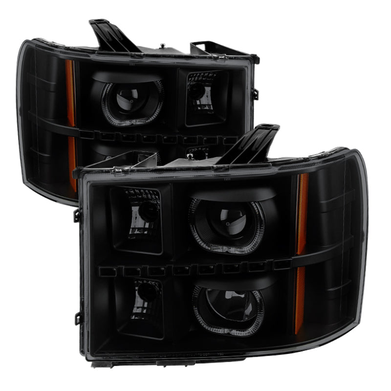 SPYDER Xtune GMC Sierra 2500/3500HD 07-13 Projector Headlights LED Halo- Black Smoked PRO-JH-GSIE07-CFB-BSM 9032271 9032271 Photo - Primary