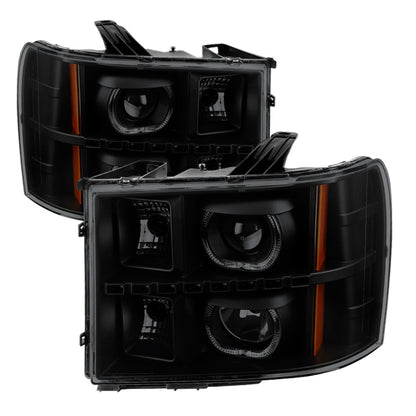 SPYDER Xtune GMC Sierra 2500/3500HD 07-13 Projector Headlights LED Halo- Black Smoked PRO-JH-GSIE07-CFB-BSM 9032271 9032271 Photo - Primary