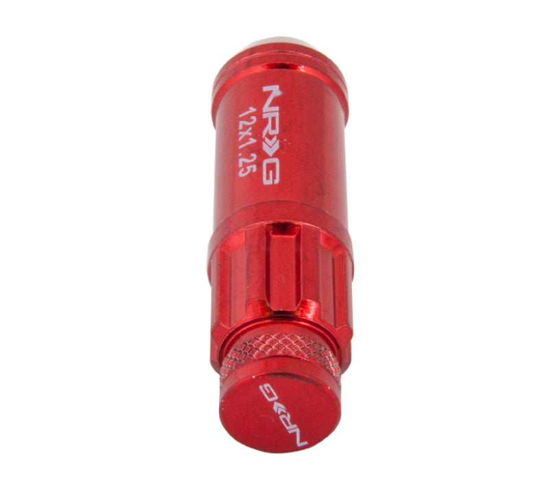 NRG M12 x 1.25 Steal Lug Nut w/ dust cap cover Set 21 pc Red w/ locks & lo LN-LS710RD-21 Photo - Primary