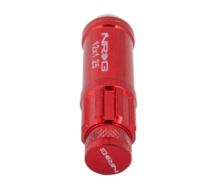 NRG M12 x 1.25 Steal Lug Nut w/ dust cap cover Set 21 pc Red w/ locks & lo LN-LS710RD-21 Photo - Primary