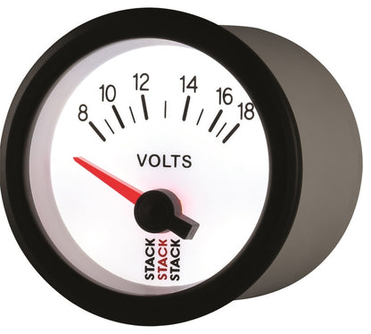 Autometer Stack 52mm 8-18V Electric Battery Voltage Gauge - White ST3266 ST3266 User 3