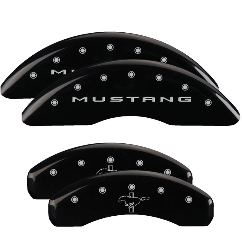 MGP 4 Caliper Covers Engraved Front 2015/Mustang Engraved Rear 2015/Bar & Pony Black fnsh silver ch 10204SMB2BK 10204SMB2BK Photo - Primary